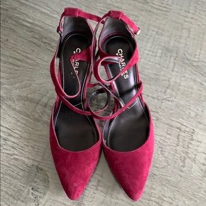 charles maroon strap heels